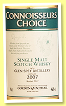 Glen Spey 2007/2017 (46%, Gordon & MacPhail, Connoisseur’s Choice)
