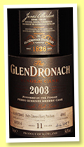 Glendronach 11 yo 2003/2014 (54.8%, OB, for Aroma Taiwan, Pedro Ximenez puncheon, cask #4002, 687 bottles) 