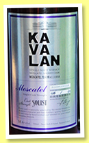 Kavalan 2010/2016 'Solist' (55.6%, OB, Taiwan, Moscatel sherry cask, cask #S100623022A, 180 bottles) Kavalan 2010/2016 'Solist' (55.6%, OB, Taiwan, Moscatel sherry cask, cask #S100623022A, 180 bottles)