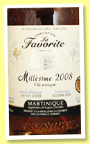 La Favorite 2008/2016 ‘Fût unique N°8’ (46%, OB, Martinique, agricole) La Favorite 2008/2016 ‘Fût unique N°8’ (46%, OB, Martinique, agricole)