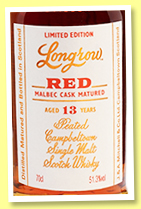 Longrow 13 yo 'Red' (51.3%, OB, Malbec, 9000 bottles, 2017) Longrow 13 yo 'Red' (51.3%, OB, Malbec, 9000 bottles, 2017)