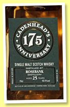 Rosebank 25 yo 1991/2017 (50.5%, Cadenhead, 175th Anniversary, bourbon barrel, 190 bottles)