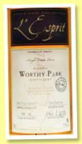 Worthy Park 2007/2016 (55.9%, L’Esprit, cask #BB10, 203 bottles)