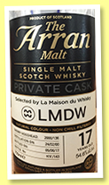 Arran 17 yo 2000/2017 (54.6%, OB for La Maison du Whisky, sherry hogshead, cask #2000/136, 143 bottles)