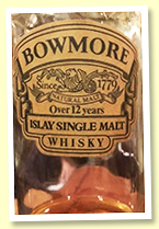 Bowmore ‘over’ 12 yo (No strength stated, OB for Japan, 1980s, half bottle) 