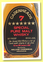 Cadenheads 12 yo ‘7 Stars Special Pure Malt Whisky’ (85°proof, Cadenhead, 26 2/3 fl. Ozs, +/-1970)
