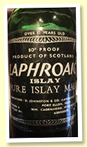 Laphroaig 12 yo (80 proof, Cadenhead tall bottle, early 1970s)