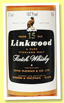 Linkwood 15 yo ‘100° proof’ (57%, Gordon & MacPhail, 75cl, 1980s)