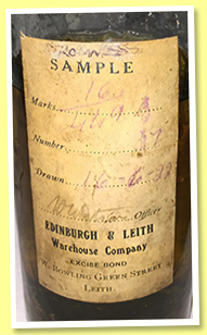 Stromness cask sample (Cask #17, Edinburgh & Leith Warehouse Company, drawn June 16, 1922)