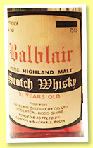 Balblair 10 yo (100°proof, Gordon & MacPhail, licensed bottling, 75cl, +/-1970) Balblair 10 yo (100°proof, Gordon & MacPhail, licensed bottling, 75cl, +/-1970)