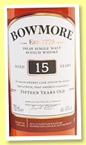 Bowmore 15 yo (43%, OB, +/-2017) Bowmore 15 yo (43%, OB, +/-2017)