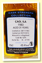 Caol Ila 31yo 1983/2015 (49.4%, Signatory Vintage, hogshead, cask #5291, 144 bottles) Caol Ila 31yo 1983/2015 (49.4%, Signatory Vintage, hogshead, cask #5291, 144 bottles)