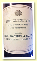 Glenlivet ‘Pure Malt Over 10 Years Old’ (75 proof, Sworder & Co Ltd, -/+ 1970) Glenlivet ‘Pure Malt Over 10 Years Old’ (75 proof, Sworder & Co Ltd, -/+ 1970)