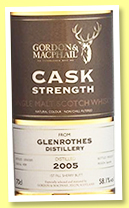 Glenrothes 2005/2017 (58.1%, Gordon & MacPhail, Cask Strength, first fill sherry butt, cask #4789) Glenrothes 2005/2017 (58.1%, Gordon & MacPhail, Cask Strength, first fill sherry butt, cask #4789)