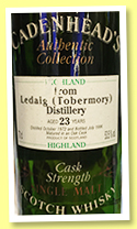 Ledaig (Tobermory) 23 yo 1972/1996 (53.5%, Cadenhead, Authentic Collection) Ledaig (Tobermory) 23 yo 1972/1996 (53.5%, Cadenhead, Authentic Collection)
