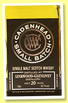 Linkwood-Glenlivet 20 yo 1997/2018 (53.7%, Cadenhead, Small Batch, bourbon hogshead, 498 bottles) Linkwood-Glenlivet 20 yo 1997/2018 (53.7%, Cadenhead, Small Batch, bourbon hogshead, 498 bottles)