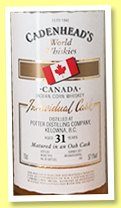 Potter 31 yo 1986/2017 (57.1%, Cadenhead, World Whiskies, Indian corn, Canada, bourbon barrel, 108 bottles) Potter 31 yo 1986/2017 (57.1%, Cadenhead, World Whiskies, Indian corn, Canada, bourbon barrel, 108 bottles)