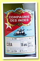 Sancti Spiritus 18 yo 1999/2017 (45%, Compagnie des Indes, Cuba, cask #CSS11, 354 bottles) Sancti Spiritus 18 yo 1999/2017 (45%, Compagnie des Indes, Cuba, cask #CSS11, 354 bottles)