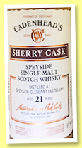Speyside-Glenlivet 21 yo 1996/2017 (61.7%, Cadenhead, Sherry Cask, 354 bottles) Speyside-Glenlivet 21 yo 1996/2017 (61.7%, Cadenhead, Sherry Cask, 354 bottles)