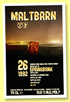 Springbank 26 yo 1992/2018 (51%, Maltbarn, for Limburg, bourbon, 100 bottles) Springbank 26 yo 1992/2018 (51%, Maltbarn, for Limburg, bourbon, 100 bottles)