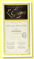 Ardmore 2008/2017 (58.8%, L’Esprit, cask #BB 709225, 220 bottles) Ardmore 2008/2017 (58.8%, L’Esprit, cask #BB 709225, 220 bottles)
