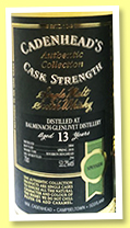 Balmenach 13 yo 2004/2018 (53.2%, Cadenhead, Authentic Collection, bourbon hogshead, 294 bottles)