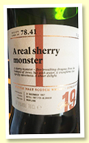 Ben Nevis 19 yo 1997/2018 (57.1%, Scotch Malt Whisky Society, #78.41 ‘A real sherry monster’. Refill oloroso butt. 726 bottles) Ben Nevis 19 yo 1997/2018 (57.1%, Scotch Malt Whisky Society, #78.41 ‘A real sherry monster’. Refill oloroso butt. 726 bottles)