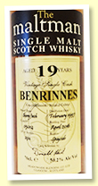 Benrinnes 19 yo 1997/2016 (50.2%, The Maltman, sherry finish, cask #05014, 294 bottles) Benrinnes 19 yo 1997/2016 (50.2%, The Maltman, sherry finish, cask #05014, 294 bottles)