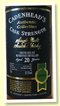 Benrinnes 20 yo 1997/2017 (55.5%, Cadenhead Authentic Collection, bourbon barrel, 162 bottles) Benrinnes 20 yo 1997/2017 (55.5%, Cadenhead Authentic Collection, bourbon barrel, 162 bottles)