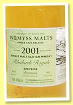 Benrinnes 2001/2014 ‘Rhubarb Royale’ (46%, Wemyss Malts, hogshead, 425 bottles) Benrinnes 2001/2014 ‘Rhubarb Royale’ (46%, Wemyss Malts, hogshead, 425 bottles)