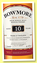Bowmore 10 yo ‘Dark and Intense’ (40%, OB, travel retail, 2018)