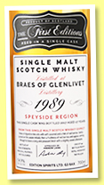 Braes of Glenlivet 27 yo 1989/2017 (54.9%, Hunter Laing, The First Editions, 144 bottles) Braes of Glenlivet 27 yo 1989/2017 (54.9%, Hunter Laing, The First Editions, 144 bottles)