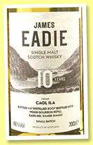 Caol Ila 10 yo 2007/2018 (46%, James Eadie, Small Batch, bourbon, casks #314428 + 314430)