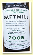 Daftmill 2005/2018 (55.8%, OB, Inaugural Release, bourbon barrels, casks 2, 3 & 7, 629 bottles) Daftmill 2005/2018 (55.8%, OB, Inaugural Release, bourbon barrels, casks 2, 3 & 7, 629 bottles)