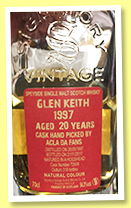 Glen Keith 20 yo 1997/2017 (54.3%, Signatory Vintage for Acla Da Fans, hogshead, cask #72608, 318 bottles) Glen Keith 20 yo 1997/2017 (54.3%, Signatory Vintage for Acla Da Fans, hogshead, cask #72608, 318 bottles)