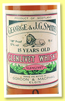 Glenlivet 15 yo (100°proof, Gordon & MacPhail, licensed label, +/-1975) Glenlivet 15 yo (100°proof, Gordon & MacPhail, licensed label, +/-1975)