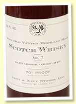 Glenlossie-Glenlivet (70 proof, Army and Navy Stores, UK, 1950s, cork top) Glenlossie-Glenlivet (70 proof, Army and Navy Stores, UK, 1950s, cork top)