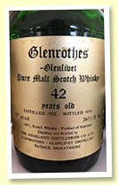 Glenrothes-Glenlivet 42 yo 1932/1974 (70 proof, OB) Glenrothes-Glenlivet 42 yo 1932/1974 (70 proof, OB)