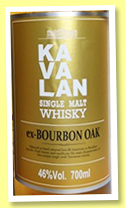 Kavalan ‘ex-bourbon-oak’ (46%, OB, Taiwan, +/-2017) Kavalan ‘ex-bourbon-oak’ (46%, OB, Taiwan, +/-2017)
