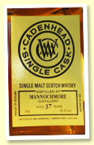 Mannochmore 37 yo 1977/2015 (49.4%, Cadenhead Single Cask, 210 bottles) 
