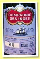 South Pacific 13 yo 2004/2018 (44%, Compagnie des Indes, Fiji, cask #FSP7, 330 bottles) South Pacific 13 yo 2004/2018 (44%, Compagnie des Indes, Fiji, cask #FSP7, 330 bottles)