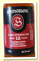 Springbank 12 yo (56.3%, OB Cask Strength, 2018, 18/0001) Springbank 12 yo (56.3%, OB Cask Strength, 2018, 18/0001)