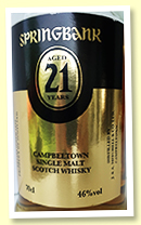 Springbank 21 yo (46%, OB, 2018)