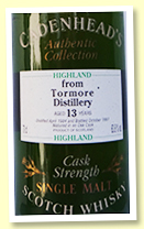 Tormore 13 yo 1984/1997 (63.8%, Cadenhead Authentic Collection) Tormore 13 yo 1984/1997 (63.8%, Cadenhead Authentic Collection)