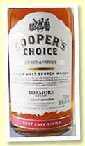 Tormore Port Finish ‘Sweet & Smoky’ (56.5%, Cooper’s Choice, bottled 2017, Port Finish, 360 bottles)
Tormore Port Finish ‘Sweet & Smoky’ (56.5%, Cooper’s Choice, bottled 2017, Port Finish, 360 bottles)