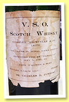 V.S.O. 10 yo (90 proof, Charles Mackinlay & Co., bottled 1917)