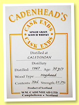 Caledonian 30 yo 1987 (51.7%, Cadenhead, Cask Ends, hogshead) Caledonian 30 yo 1987 (51.7%, Cadenhead, Cask Ends, hogshead)