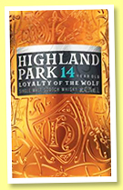 Highland Park 14 yo ‘Loyalty of the Wolf’ (42.3%, OB, travel retail, 1l, 2018)