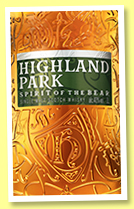 Highland Park ‘Spirit of the Bear’ (40%, OB, travel retail, 1l, 2018)