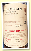 Lagavulin 21 yo 1997/2018 (56.6%, OB for ‘European Lagavulin Fans’, cask #0001, European oak, 158 bottles) Lagavulin 21 yo 1997/2018 (56.6%, OB for ‘European Lagavulin Fans’, cask #0001, European oak, 158 bottles)